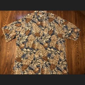 Campia Moda Hawaiian Leaf Print Mens Shirt Size Large